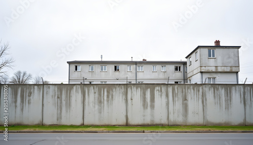 Secure prison wall and perimeter fence for correctional facility