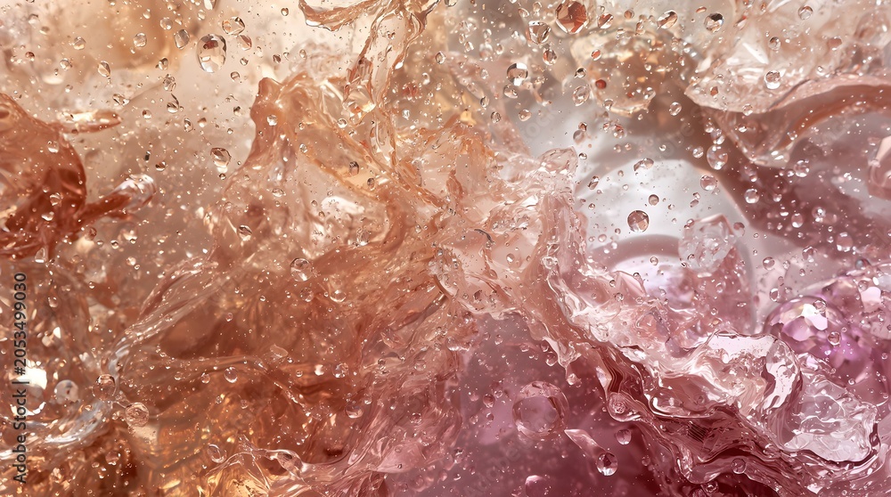 Fototapeta premium Luxury water splash and light refraction, abstract background of premium liquid and crystal texture