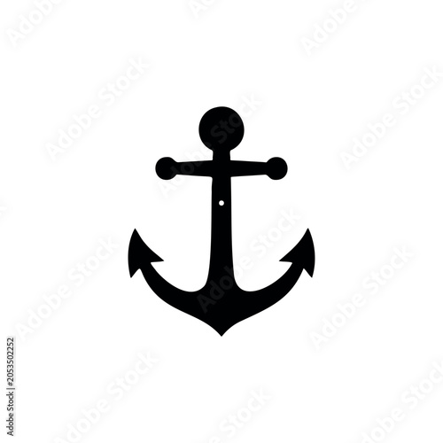 Black anchor silhouette icon vector illustration on white background
