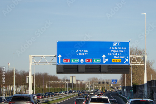 Obraz na plátně Niederlande, Rijksweg A12, Ausfahrt 7, Zoetermeer-Pijnacker, Berkel en Rodenrijs in Richtung Utrecht
