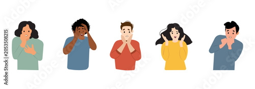 Tablou pe pânză individuals expressing different emotions fear anxiety surprise illustration car
