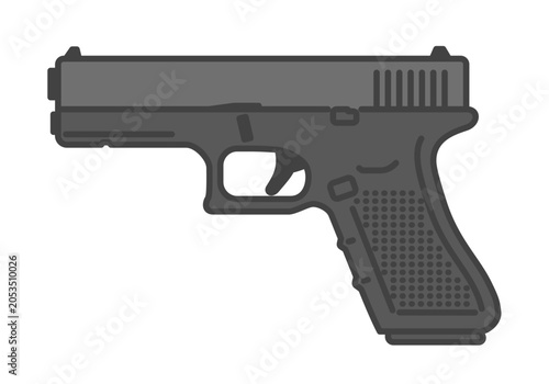 現代的なポリマーフレーム拳銃のシンプルイラスト