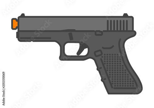 オレンジ安全キャップ付きポリマーフレーム拳銃