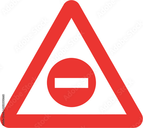 Red triangular warning sign with a red circle and white horizontal bar, indicating a general prohibition or no entry.