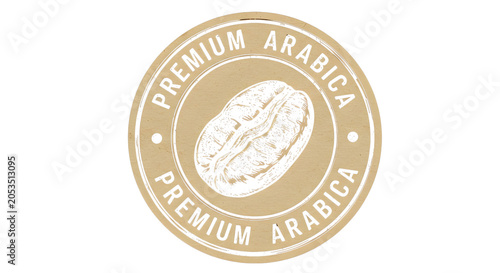 Premium Arabica Coffee Bean Brown Kraft Paper Label Design Element