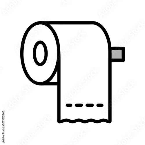 Toilet paper roll outline icon with gray detailing for bathroom supply concepts bathroom washroom restroom sanitation domestic household