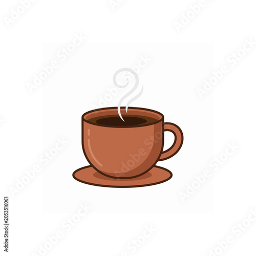 Steaming hot cup of coffee on a saucer.