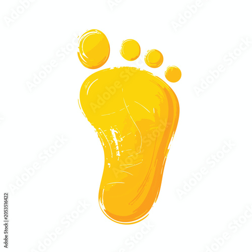 Bright Yellow Baby Footprint Illustration Isolated on White Background.