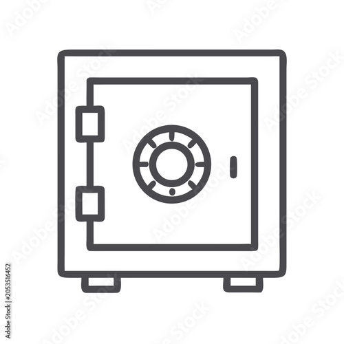Classic metal safe icon with a circular combination dial for business security protection business