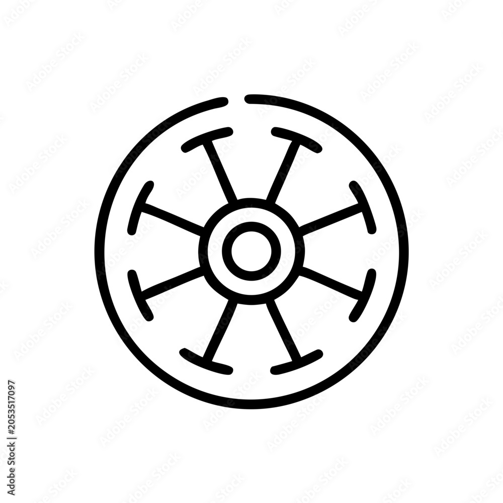 Obraz premium Abstract circular wheel mechanism line art icon for technical illustration with mechanism technical engineering industrial abstract component