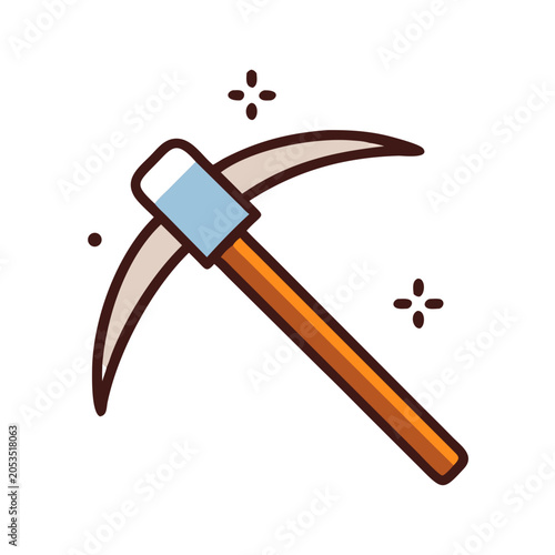 Slika na platnu Mining pickaxe tool icon with sparkle details industry equipment construction ex