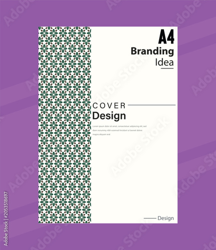 Minimalist A4 cover page template with geometric floral pattern layout