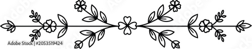 Symmetrical Floral Divider Line Art for Wedding Invitations