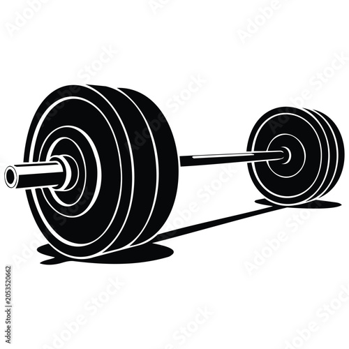 Foto Heavy barbell weight set for professional gym training and muscle workout