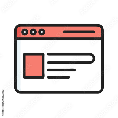 Web page layout with a profile image placeholder and text lines in a browser window placeholder interface illustration technology application