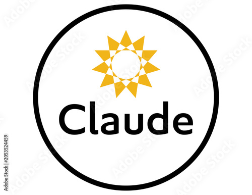 Graphic of the Anthropic Claude Artificial Intelligence Textmark and Yellow Sun Symbol