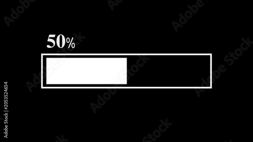 Loading Progress Bar Animation with Percentage Counter on Black Background