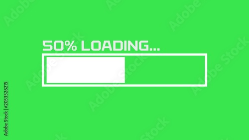 Green Screen Loading Progress Bar Animation with Percentage Counter
