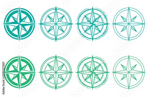 Photography Minimal compass icon set collection with wind rose navigation symbols for travel