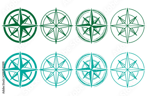 Photos Minimal compass icon set collection with wind rose navigation symbols for travel
