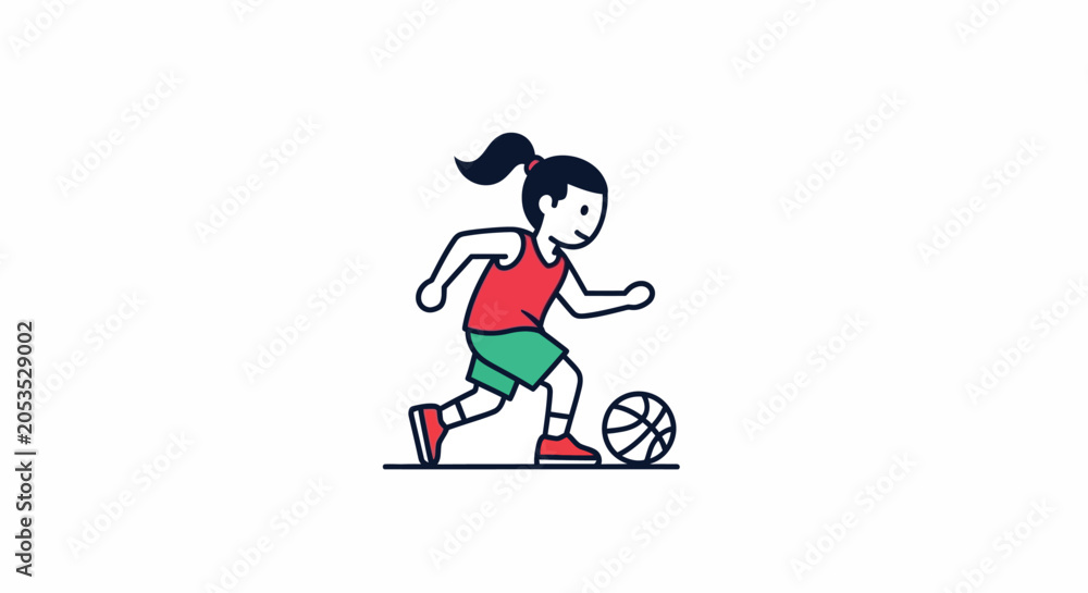 Fototapeta premium Young girl playing soccer with a ball.