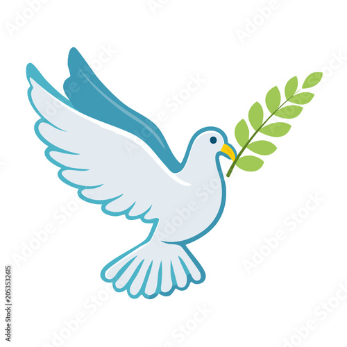 Dove of Peace with Olive Branch Illustration