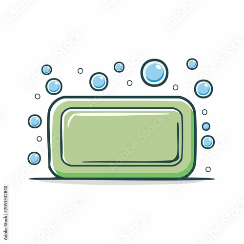 Green soap bar with bubbles