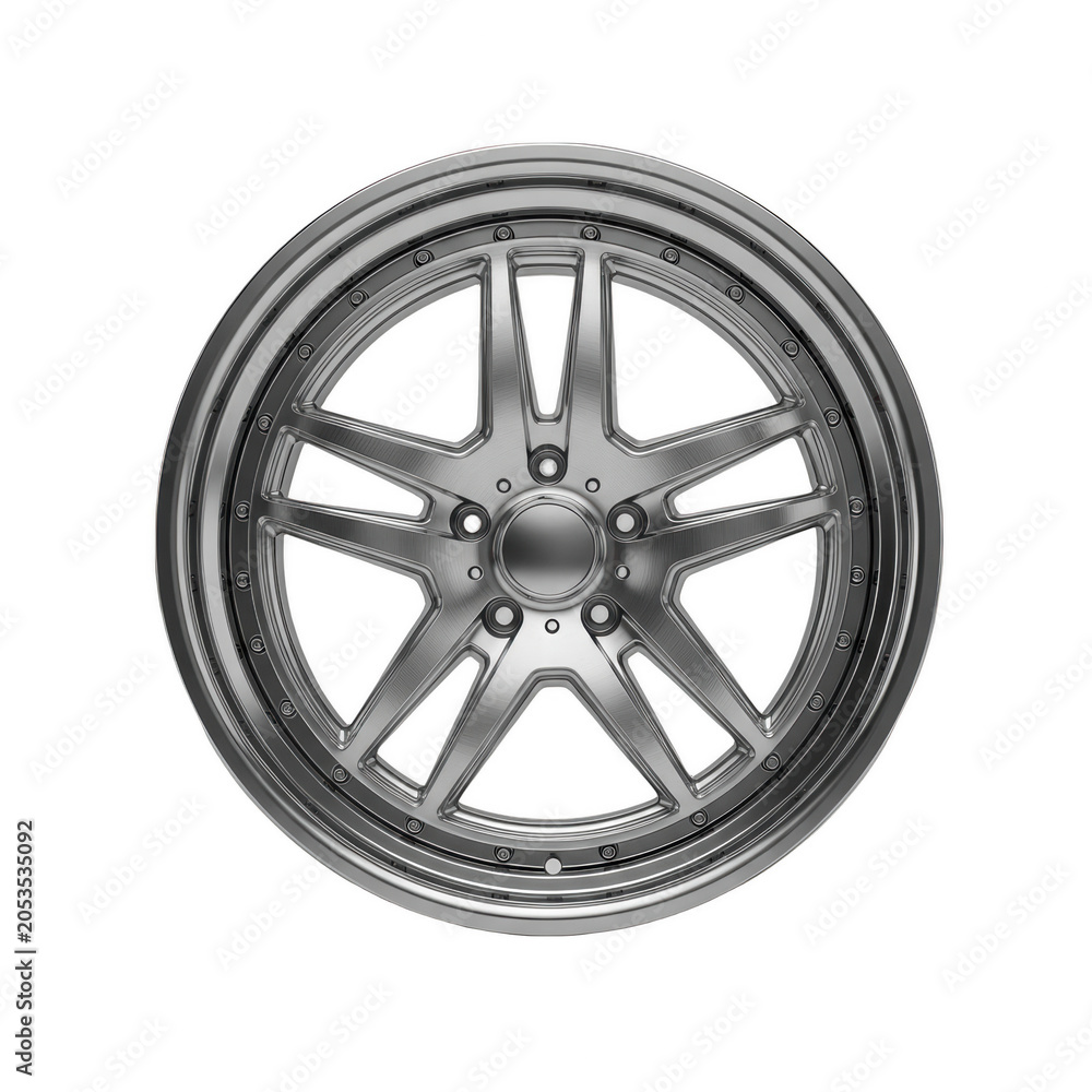 Obraz premium Modern silver car wheel rim with five spokes