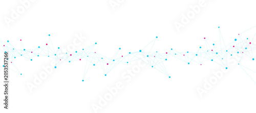 Minimalist connecting points and lines on white background. Complex science and technology template with plexus. Design for web banner, poster, presentation template. Vector illustration