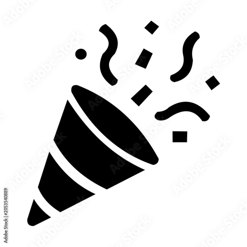 confetti popper black solid celebration illustration