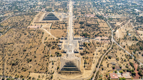 Aerial View of the Pyramid of the Sun and Pyramid of the Moon, Teotihuacán, Mexico