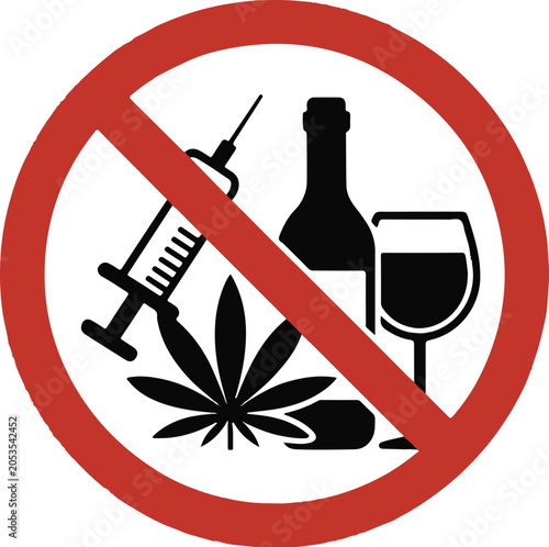 Cuadro en lienzo No drugs and alcohol sign
