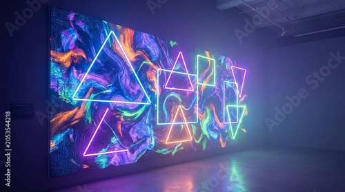Neon Light Installation in Modern Gallery Space