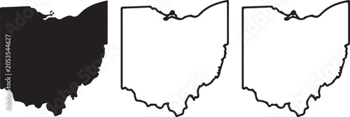 Bild auf Leinwand Ohio US state blank map vector solid black color and outline isolated on white b