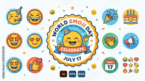 Obraz na plátně World emoji day celebration icons