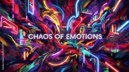 Vibrant Abstract Representation of Emotional Turmoil