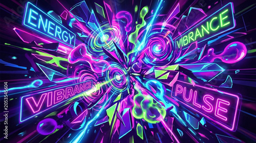 Vibrant Neon Energy Pulse Abstract Background Design