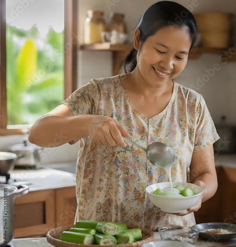 Woman preparing healthy food in kitchen.
