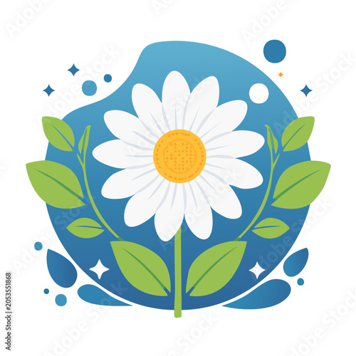 White daisy flower illustration with blue background