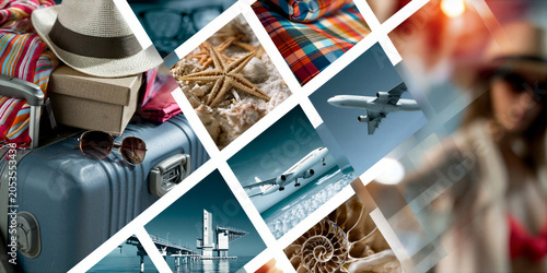 montage of summer holiday images in a grid formation separated by a white keyline creating a dynamic layout