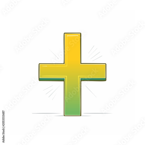 Yellow and Green Plus Sign Vector Illustration