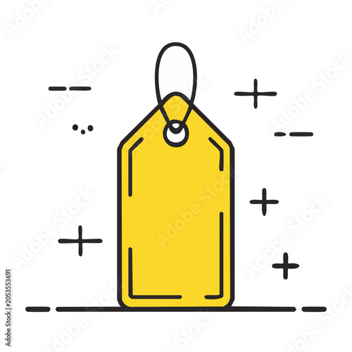 Yellow Price Tag Icon in Flat Design