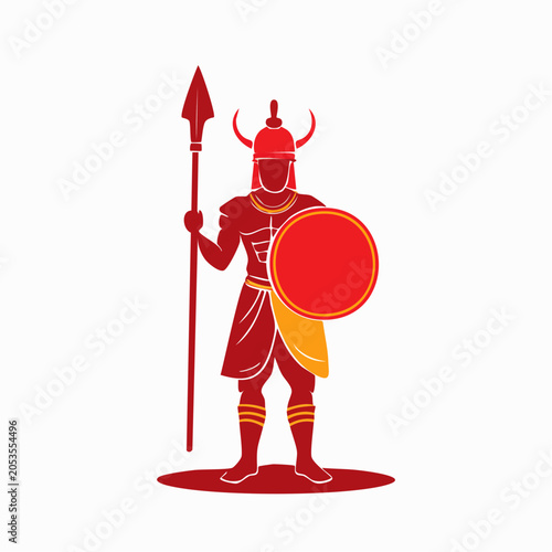 Ancient Warrior with Spear and Shield