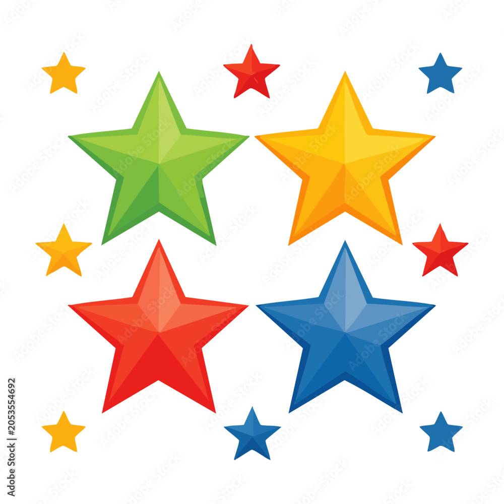 Obraz premium Colorful stars illustration on white background