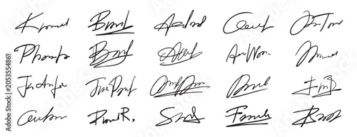 Hand drawn fake autograph doodle set signature sketches design