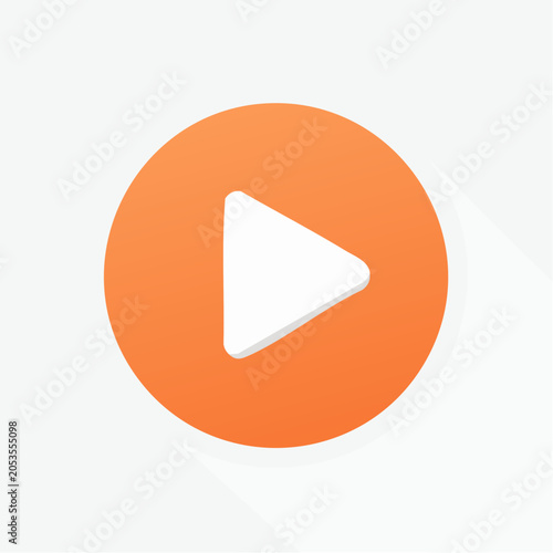 Orange Play Button Icon with Shadow