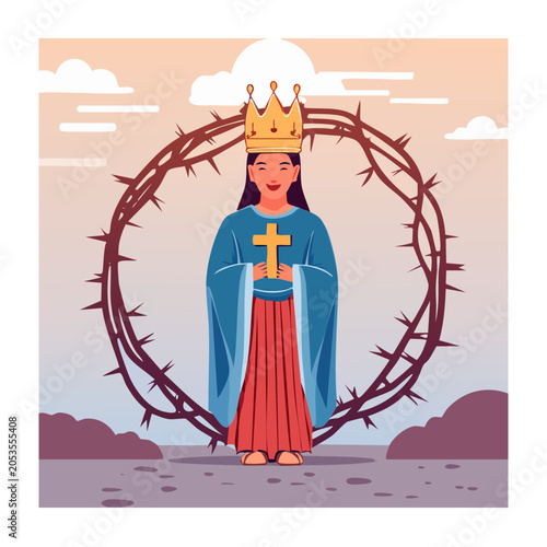 Woman with Crown and Cross in Crown of Thorns