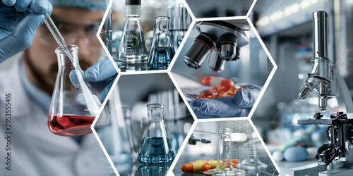 a montage of Research Science and Technology images in a grid formation separated by a white keyline creating a dynamic layout