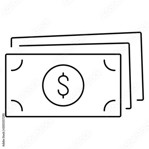 Money Cash Minimal Line Art Vector Icon