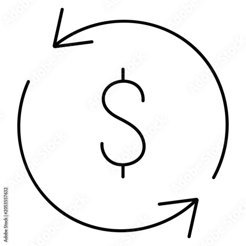 Refund Exchange Icon Line Art Vector Money Back Dollar Return